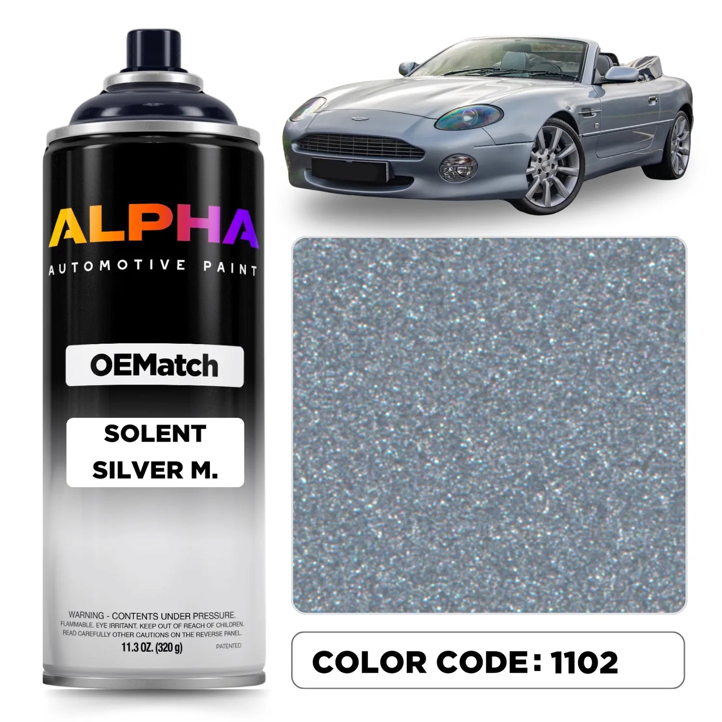 Aston Martin Solent Silver Metallic 1102 | OEMatch Spray Can