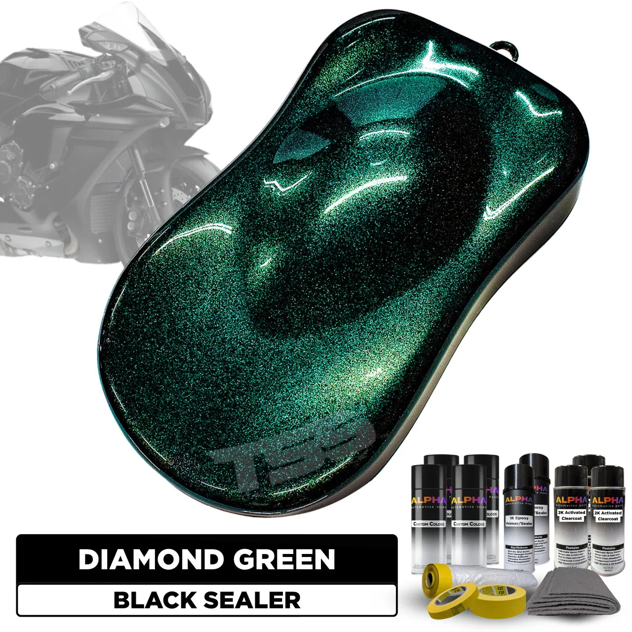 Diamond Green Motorcycle Paint Kit