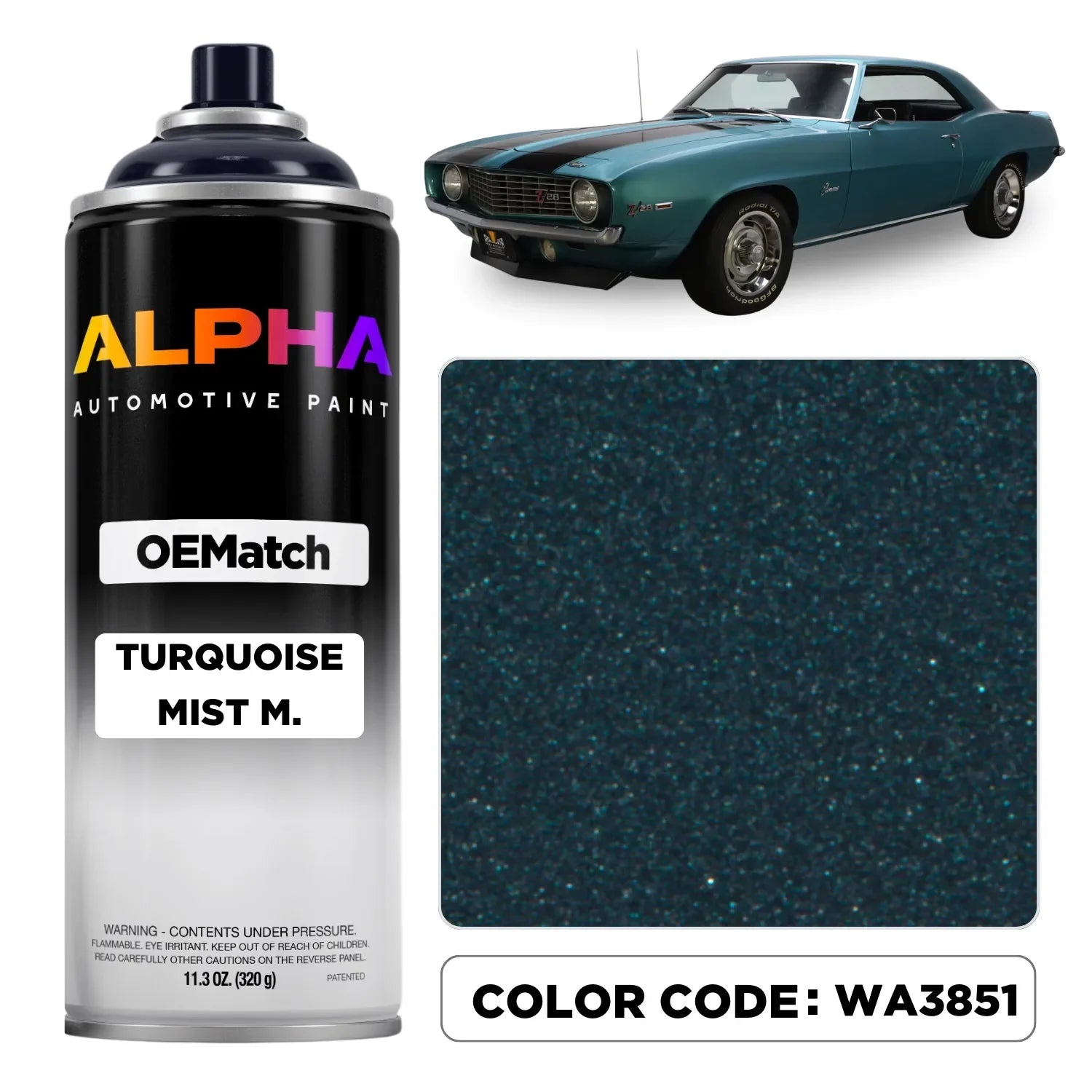 GM Turquoise Mist WA3851 OEM color match spray can