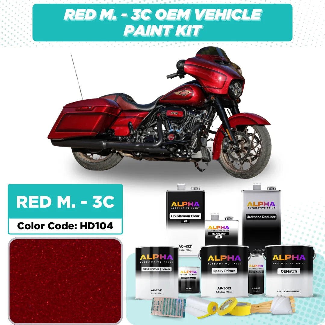 Harley-Davidson Red Metallic 3C HD104 | OEMatch Vehicle Paint Kit