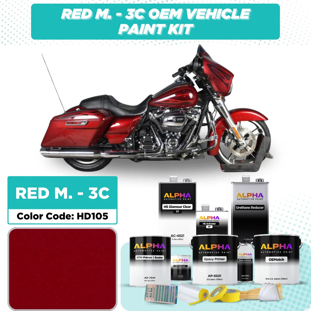 Harley-Davidson Red Metallic 3C HD105 | OEMatch Vehicle Paint Kit