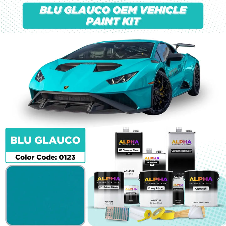 Lamborghini Blu Glauco 0123 | OEMatch Vehicle Paint Kit