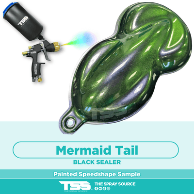 Mermaid Tail Pre-Sprayed Speedshape Paint Sample (Black Ground Coat) - The Spray Source - Alpha Pigments