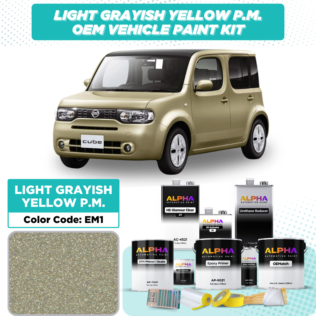 NISSAN LIGHT GRAYISH YELLOW P.M. EM1 | OEMatch Vehicle Paint Kit