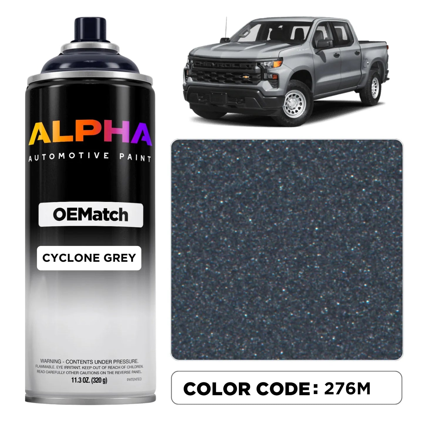 GEN. MOTORS USA CYCLONE GREY M. 12-276MGEN. MOTORS USA CYCLONE GREY M. 12-276M / 276M | OEMatch Spray Can
