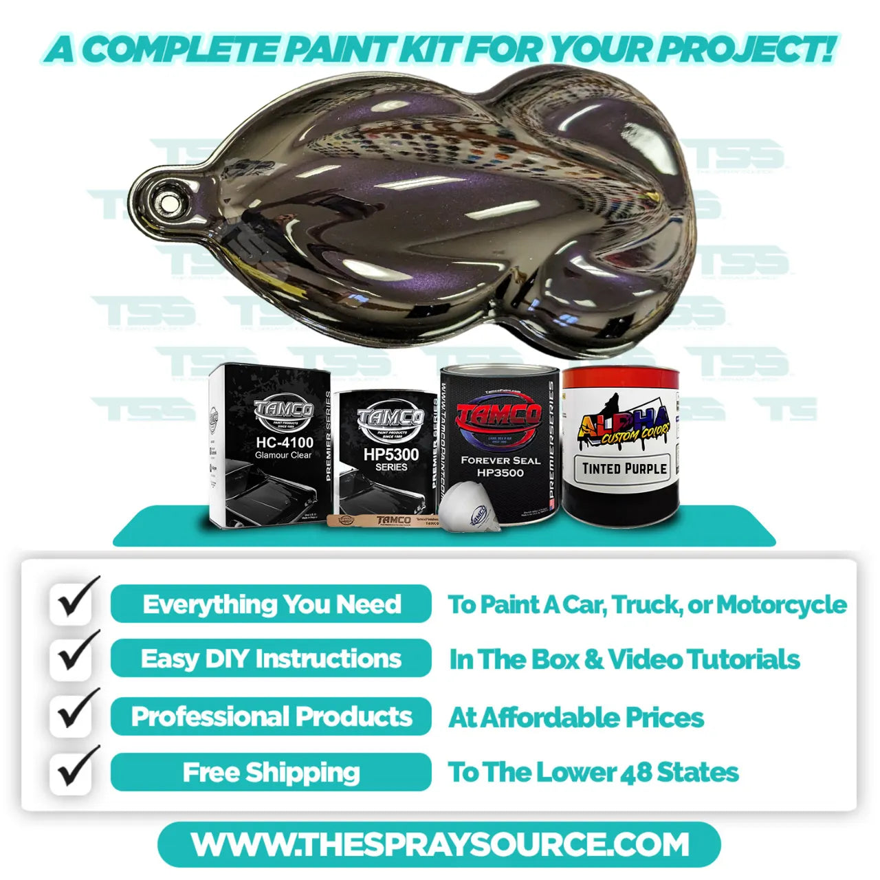 Tinted Purple Large Car Kit (Black Ground Coat) The Spray Source