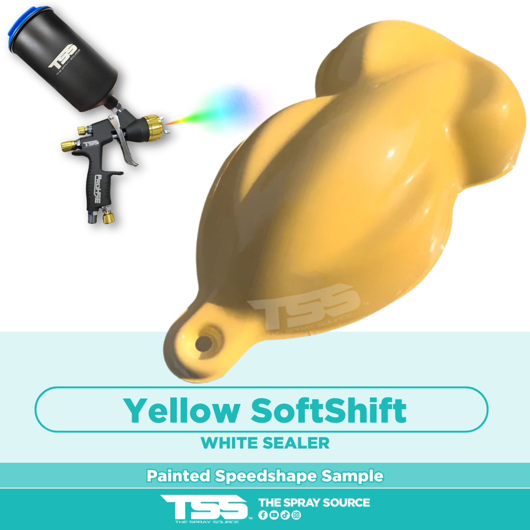 Yellow SoftShift Pre-Sprayed Speedshape Paint Sample (White Ground Coat)