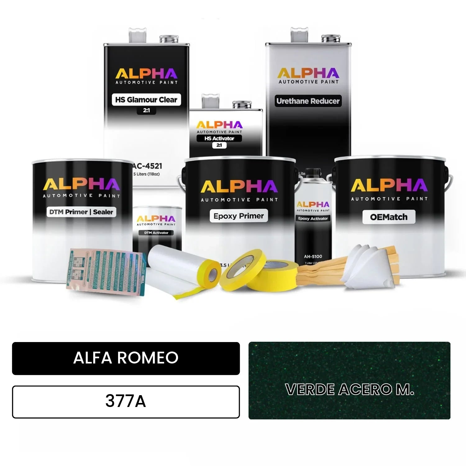 ALFA ROMEO VERDE ACERO M. 377A OEMatch Vehicle Paint Kit
