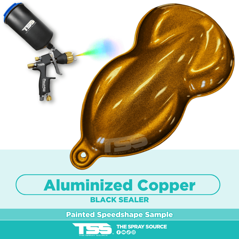 Aluminized Copper Pre-Sprayed Speedshape Paint Sample (Black Ground Coat) - The Spray Source - Alpha Pigments