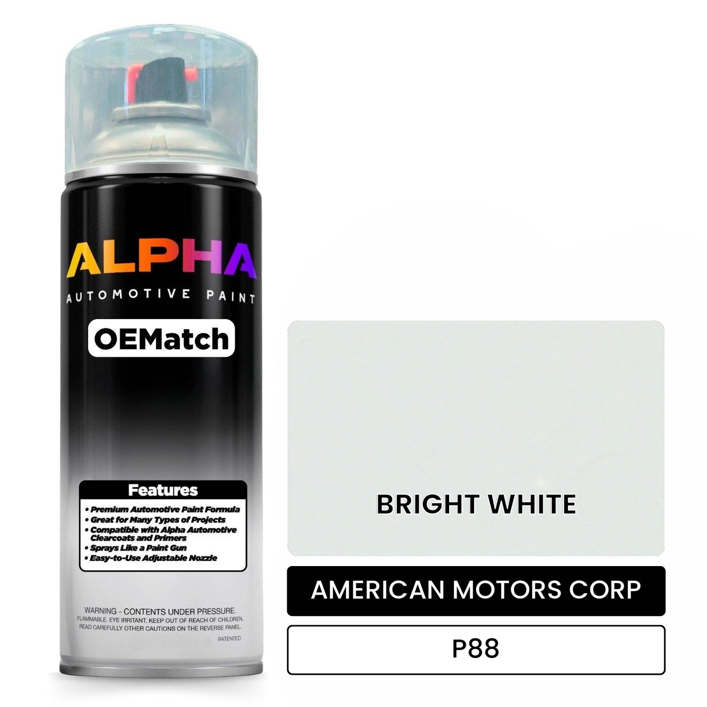 AMERICAN MOTORS CORP BRIGHT WHITE P88 OEMatch Spraycan