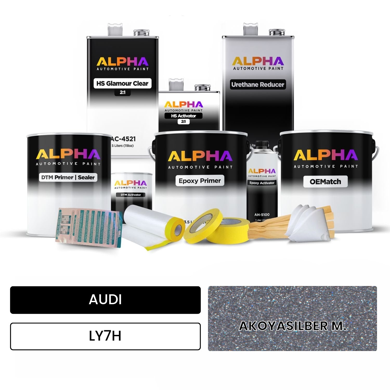 AUDI Akoya Silver Metallic LY7H OEMatch Vehicle Paint Kit