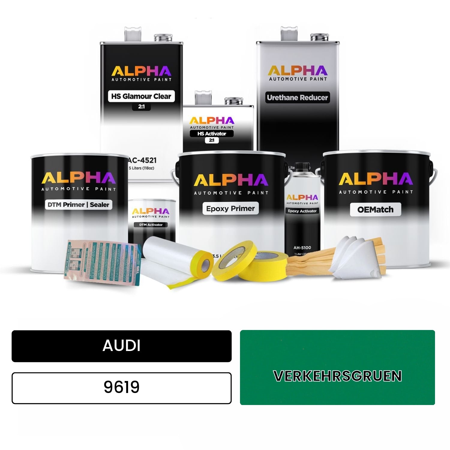 AUDI Traffic Green 9619 OEMatch Vehicle Paint Kit