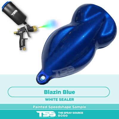 Blazin Blue Pre-Sprayed Speedshape Paint Sample (White Ground Coat) - The Spray Source - Tamco Paint