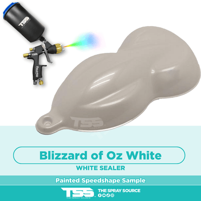 Blizzard of Ozz White Pearl Pre-Sprayed Speedshape Paint Sample (White Ground Coat) - The Spray Source - Tamco Paint
