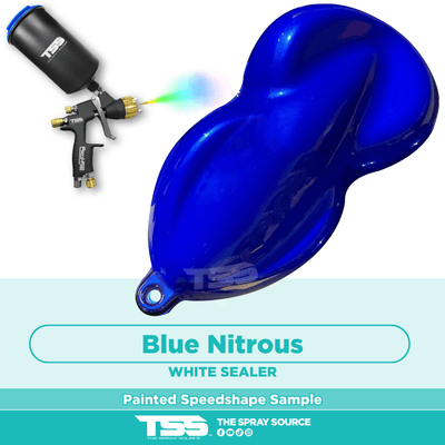 Blue Nitrous Pre-Sprayed Speedshape Paint Sample (White Ground Coat) - The Spray Source - Tamco Paint