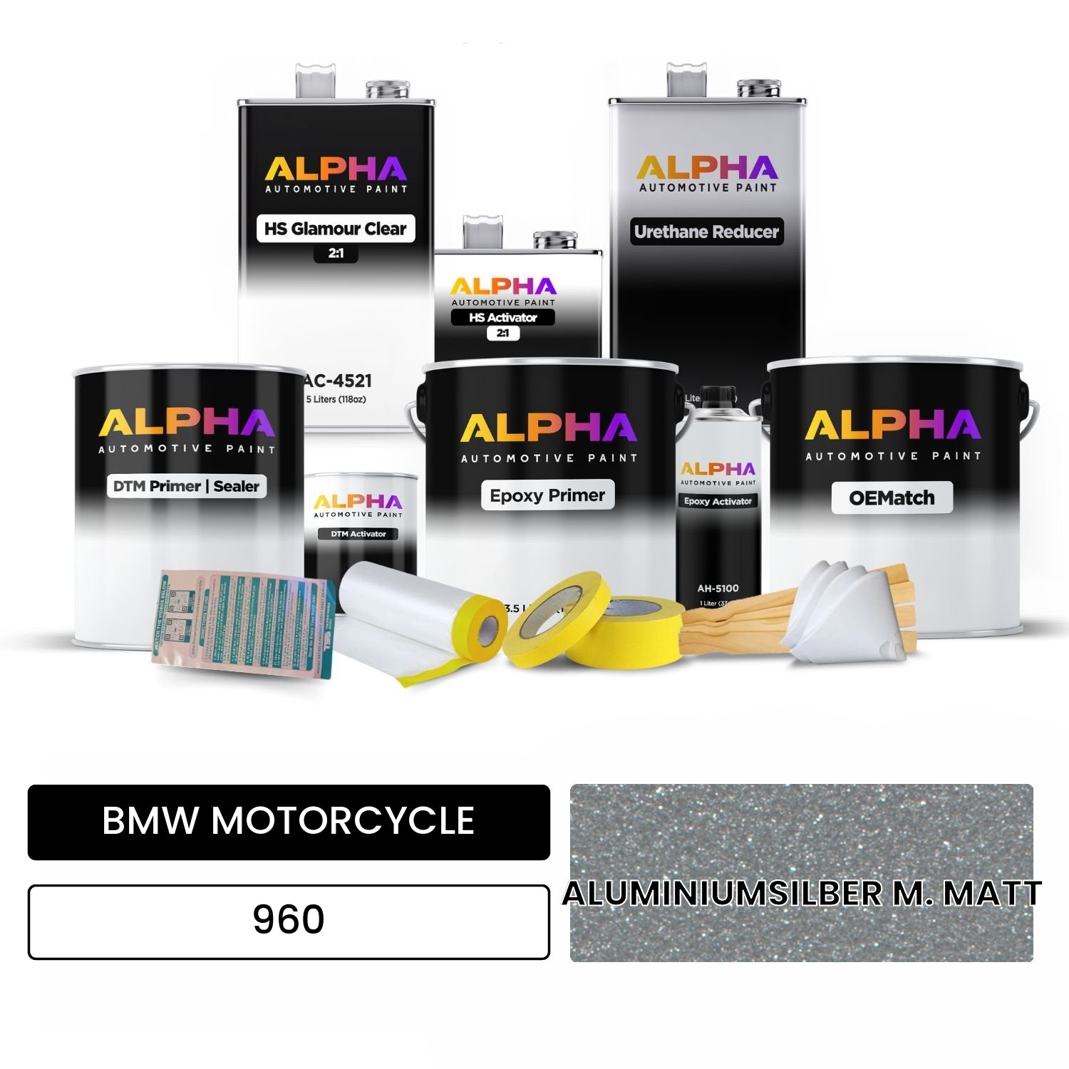 BMW MOTORCYCLE ALUMINIUMSILBER M. MATT 960 OEMatch Vehicle Paint Kit
