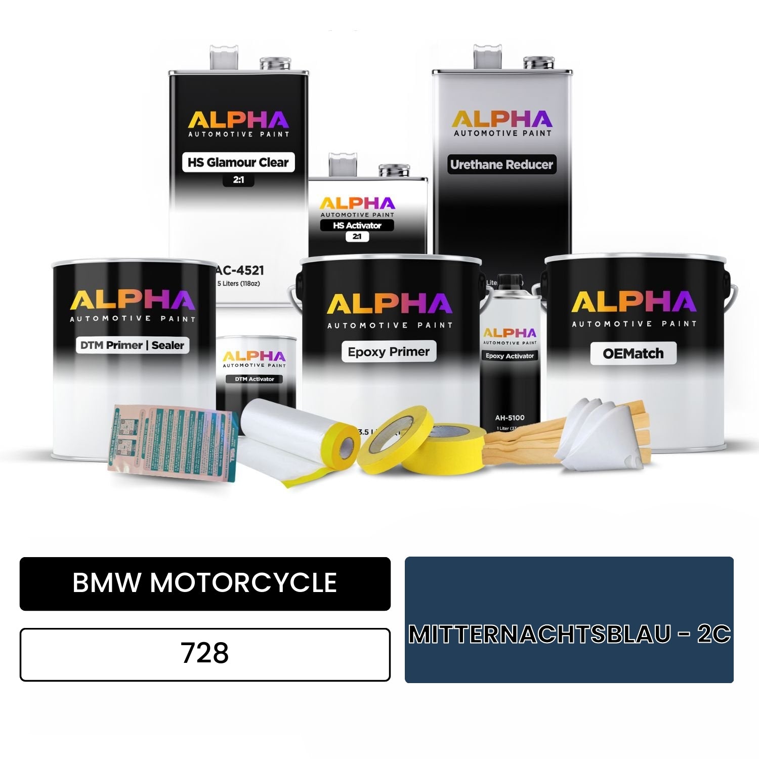 BMW MOTORCYCLE MITTERNACHTSBLAU - 2C 728 OEMatch Vehicle Paint Kit
