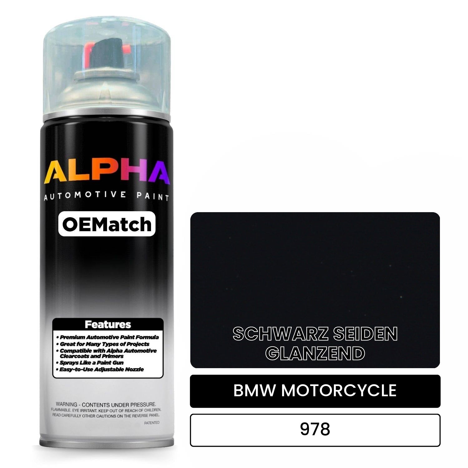BMW MOTORCYCLE SCHWARZ SEIDEN GLANZEND 978 OEMatch Spraycan