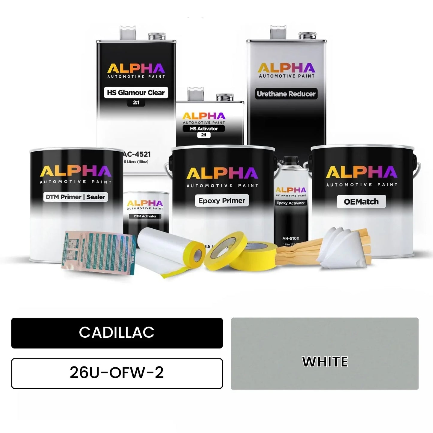 CADILLAC WHITE 26U-OFW-2 OEMatch Vehicle Paint Kit
