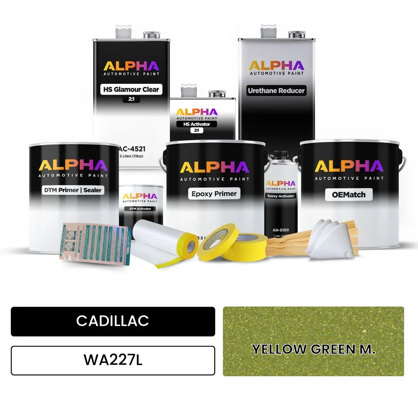 CADILLAC YELLOW GREEN M. WA227L OEMatch Vehicle Paint Kit