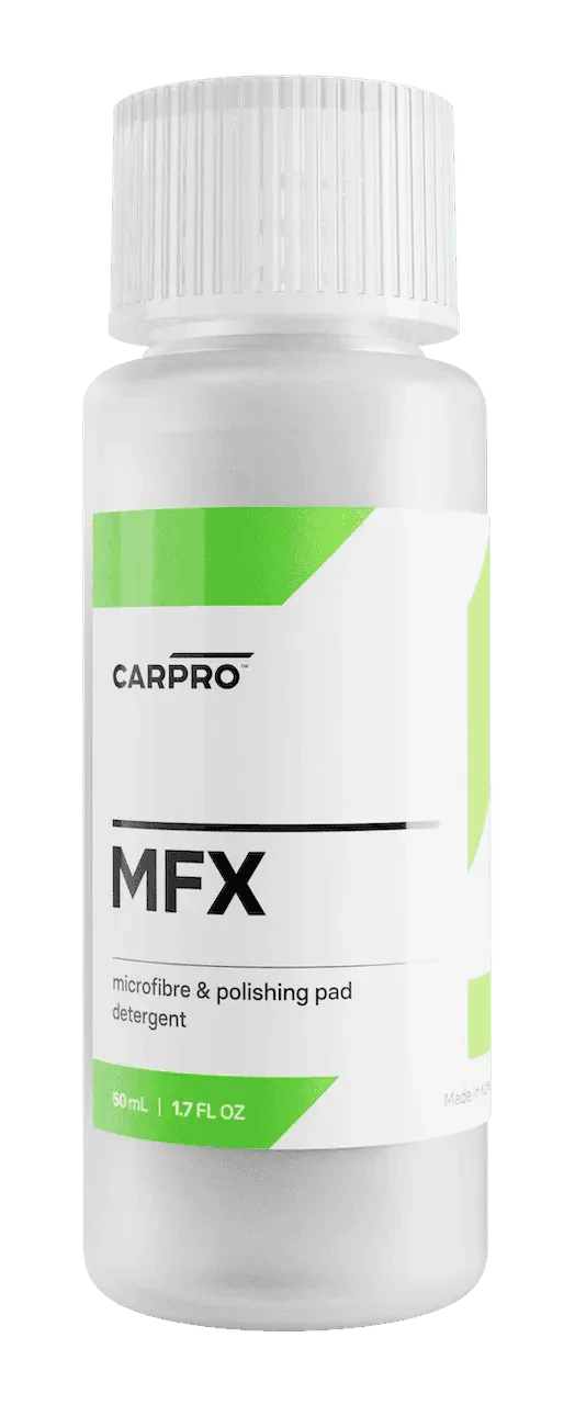 CarPro MFX microfibre and polishing pad detergent 50ml bottle with white cap