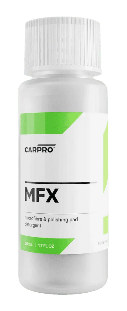 CarPro MFX microfibre and polishing pad detergent 50ml bottle with white cap