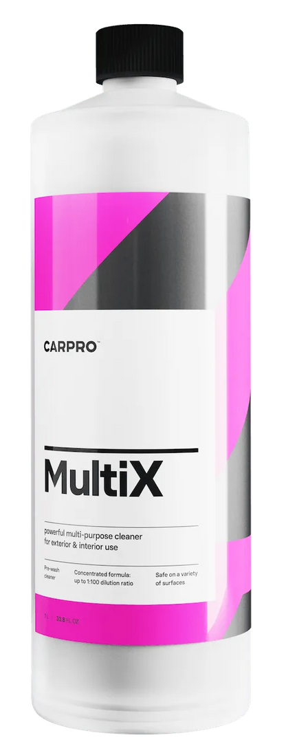 CarPro MultiX powerful multi-purpose cleaner bottle with pink and gray label for exterior and interior use