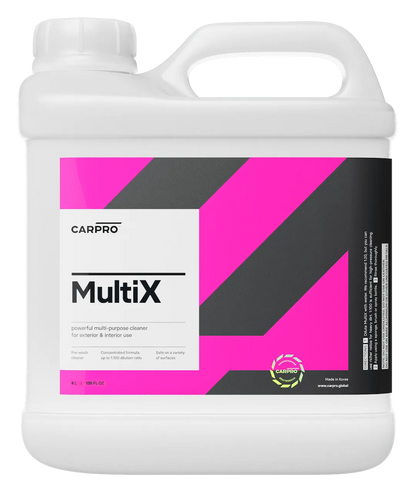White 4-liter container of CarPro MultiX all-purpose cleaner with pink and black label design