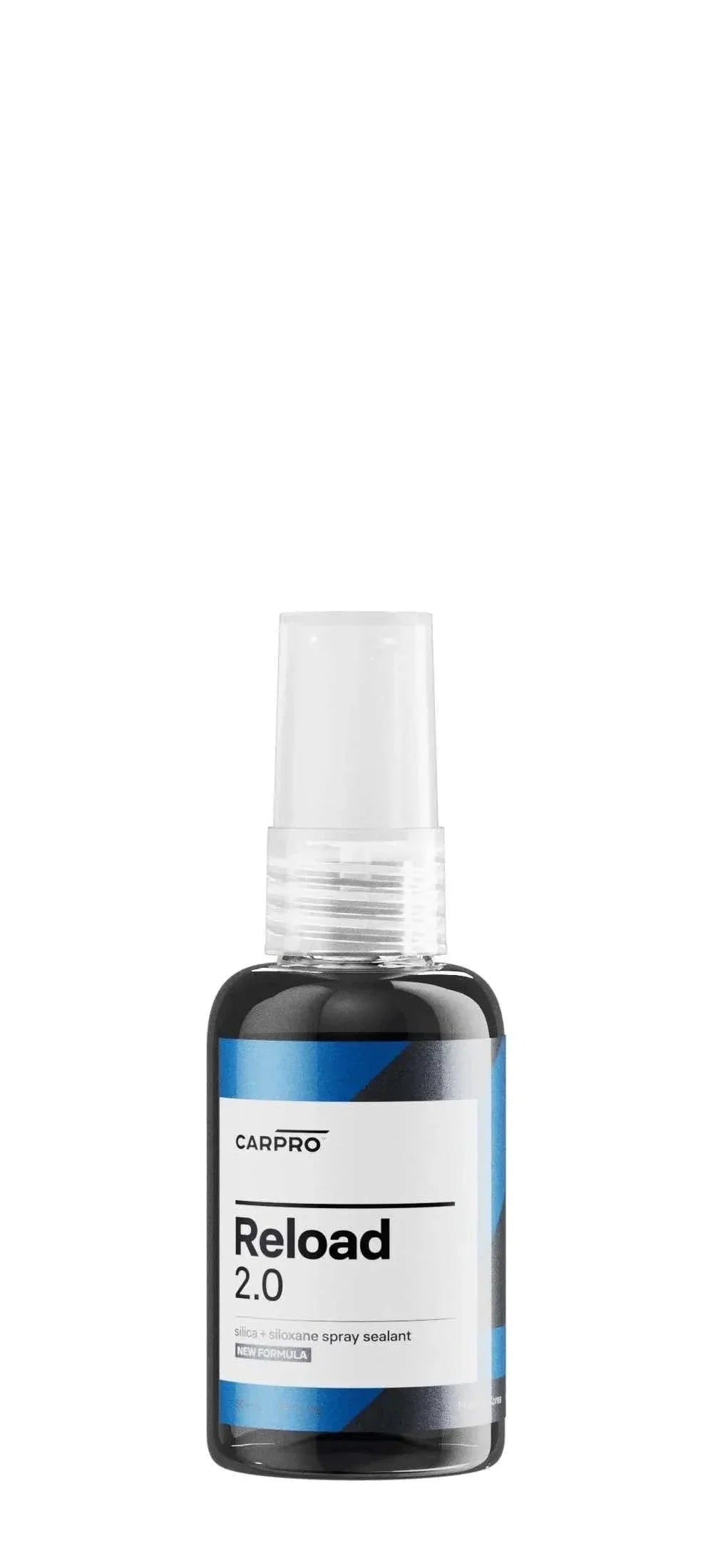 CarPro Reload 2.0 silica and siloxane spray sealant in black bottle with white and blue label