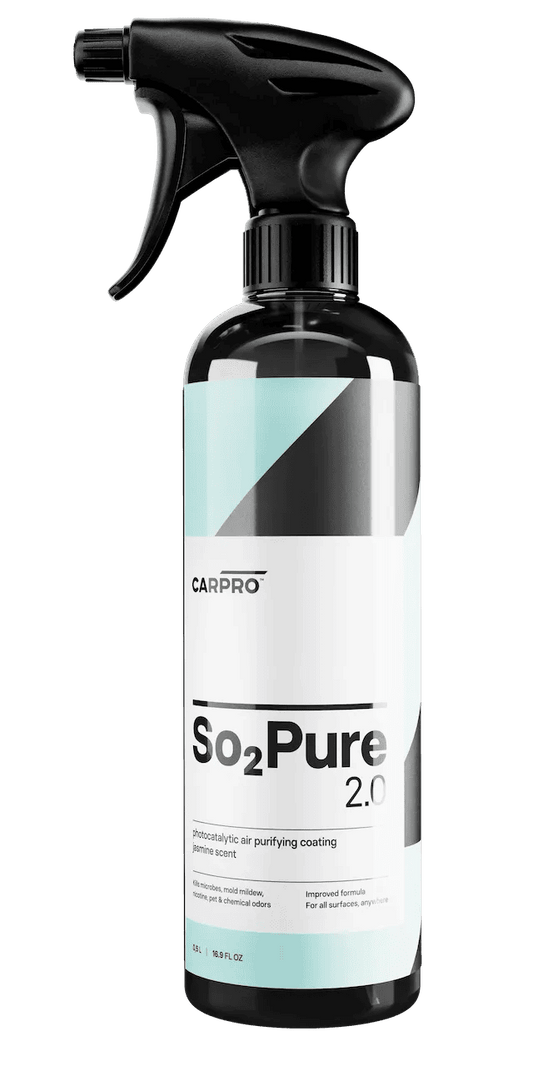 CarPro So2Pure 2.0 air purifying spray bottle with jasmine scent and photocalytic coating