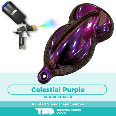 Celestial Purple Pre-Sprayed Speedshape Paint Sample (Black Ground Coat) - The Spray Source - Alpha Pigments
