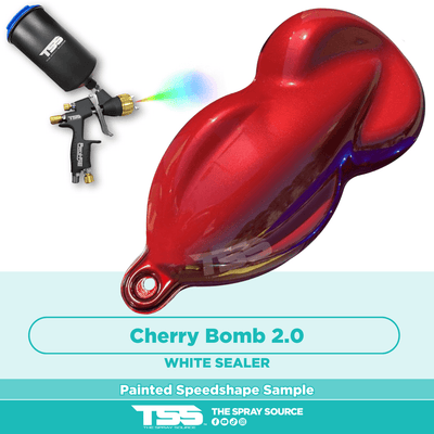 Cherry Bomb 2.0 Pre-Sprayed Speedshape Paint Sample (White Ground Coat) - The Spray Source - Tamco Paint