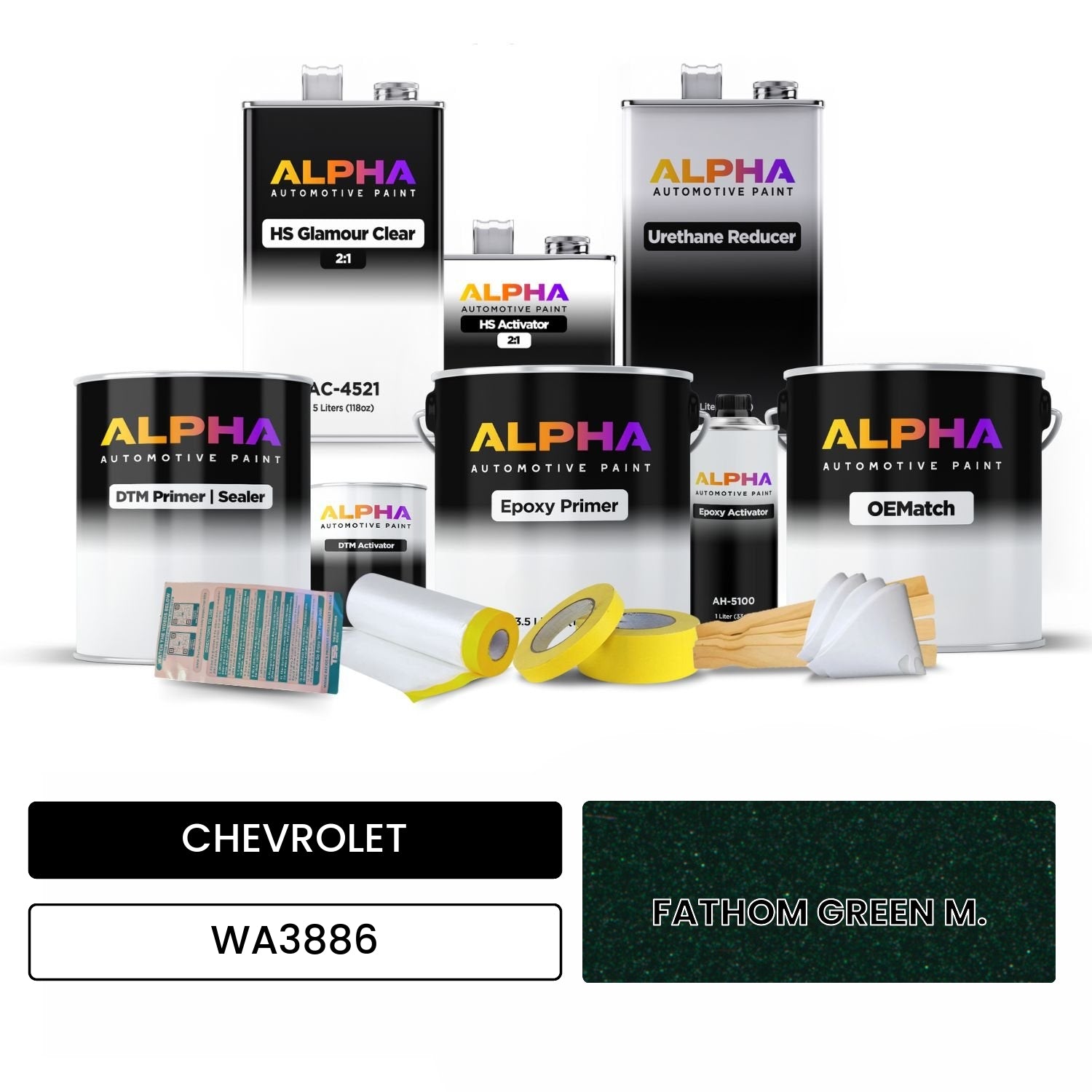 CHEVROLET FATHOM GREEN M. WA3886 OEMatch Vehicle Paint Kit