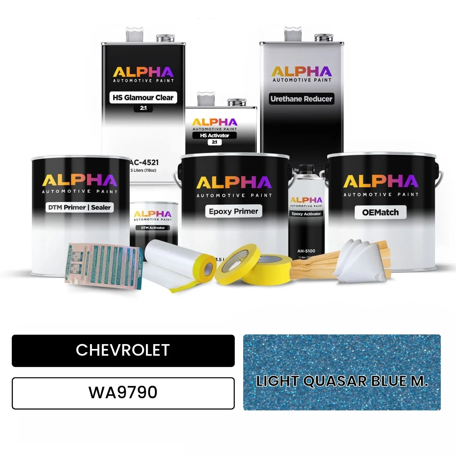 CHEVROLET LIGHT QUASAR BLUE M. WA9790 OEMatch Vehicle Paint Kit