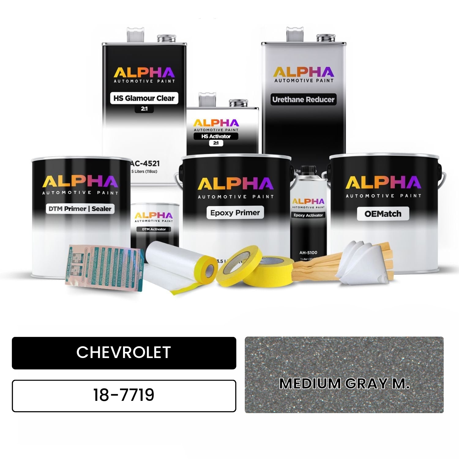 CHEVROLET MEDIUM GRAY M. 18-7719 OEMatch Vehicle Paint Kit