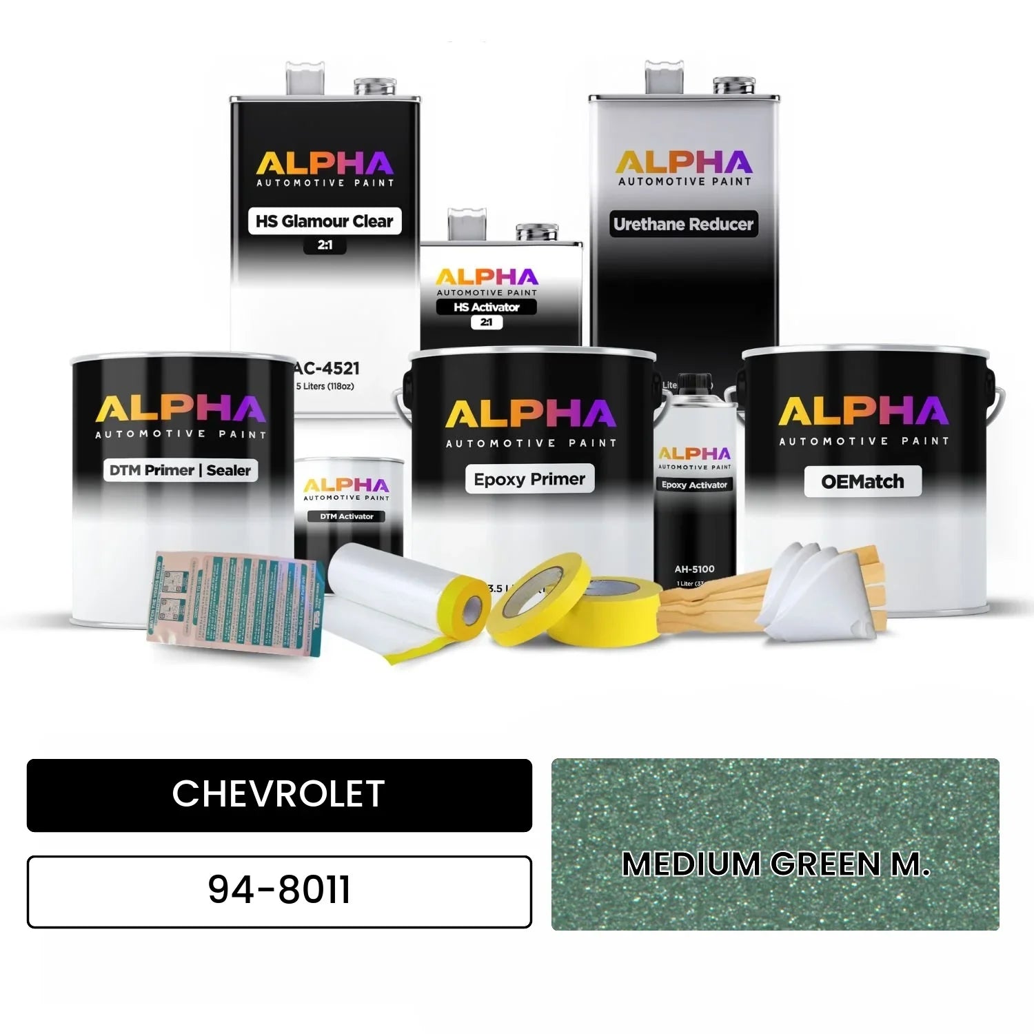 CHEVROLET MEDIUM GREEN M. 94-8011 OEMatch Vehicle Paint Kit