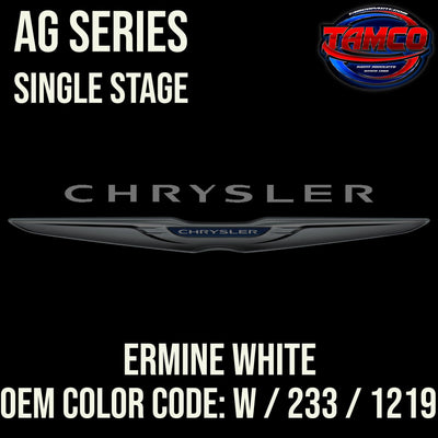 Chrysler Ermine White | W / 233 / 1219 | 1962-1965 | OEM AG Series Single Stage - The Spray Source - Tamco Paint Manufacturing