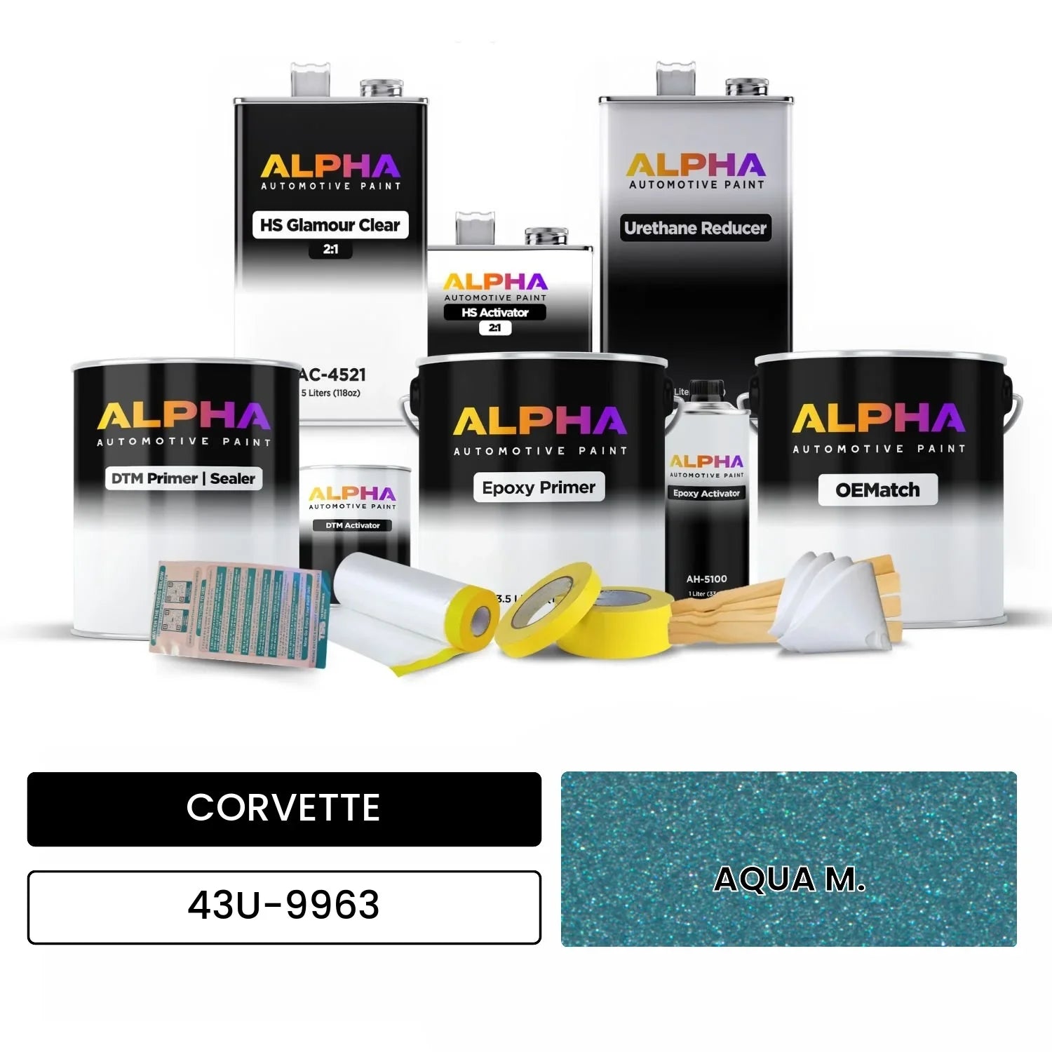 CORVETTE AQUA M. 43U-9963 OEMatch Vehicle Paint Kit