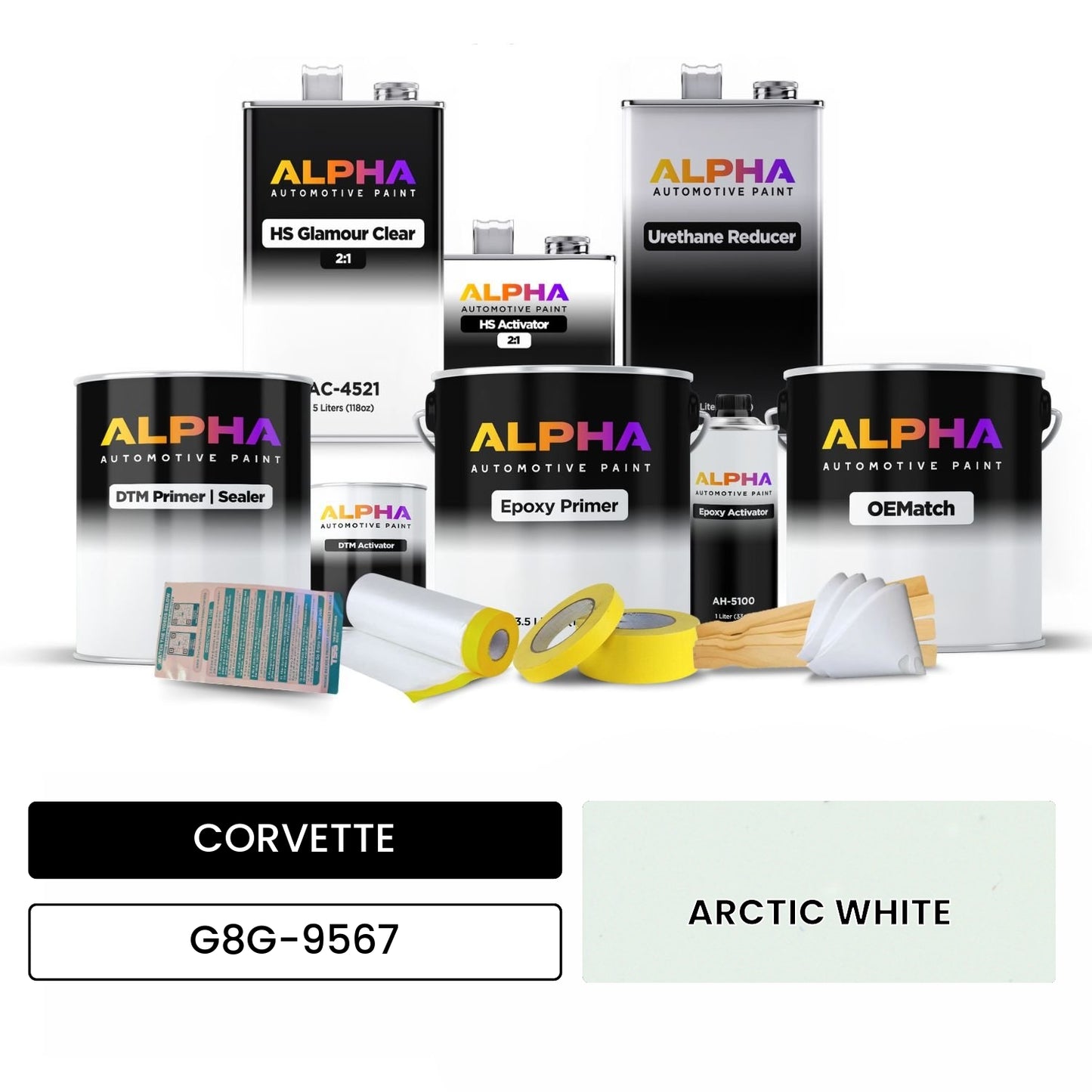 CORVETTE ARCTIC WHITE G8G-9567 OEMatch Vehicle Paint Kit