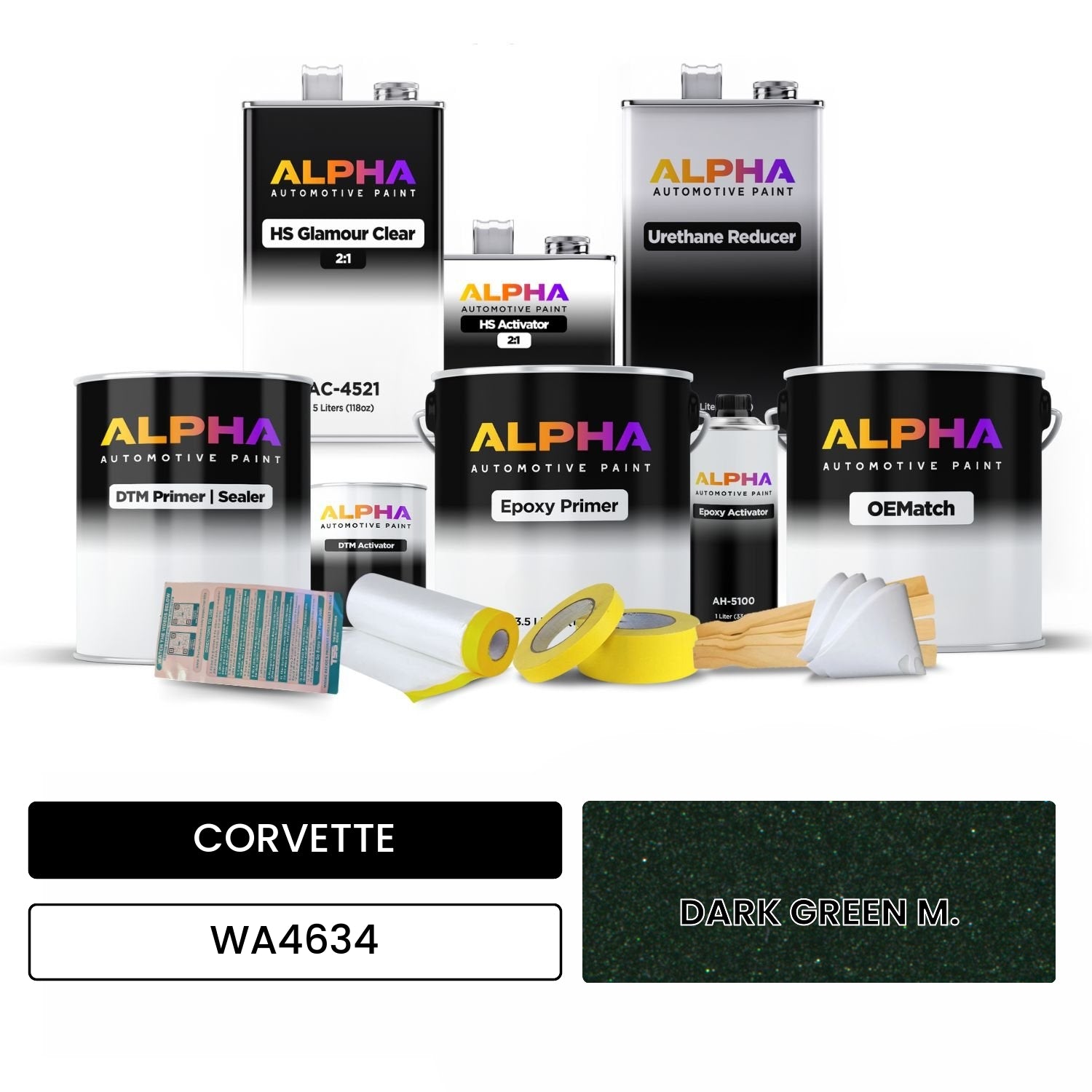CORVETTE DARK GREEN M. WA4634 OEMatch Vehicle Paint Kit
