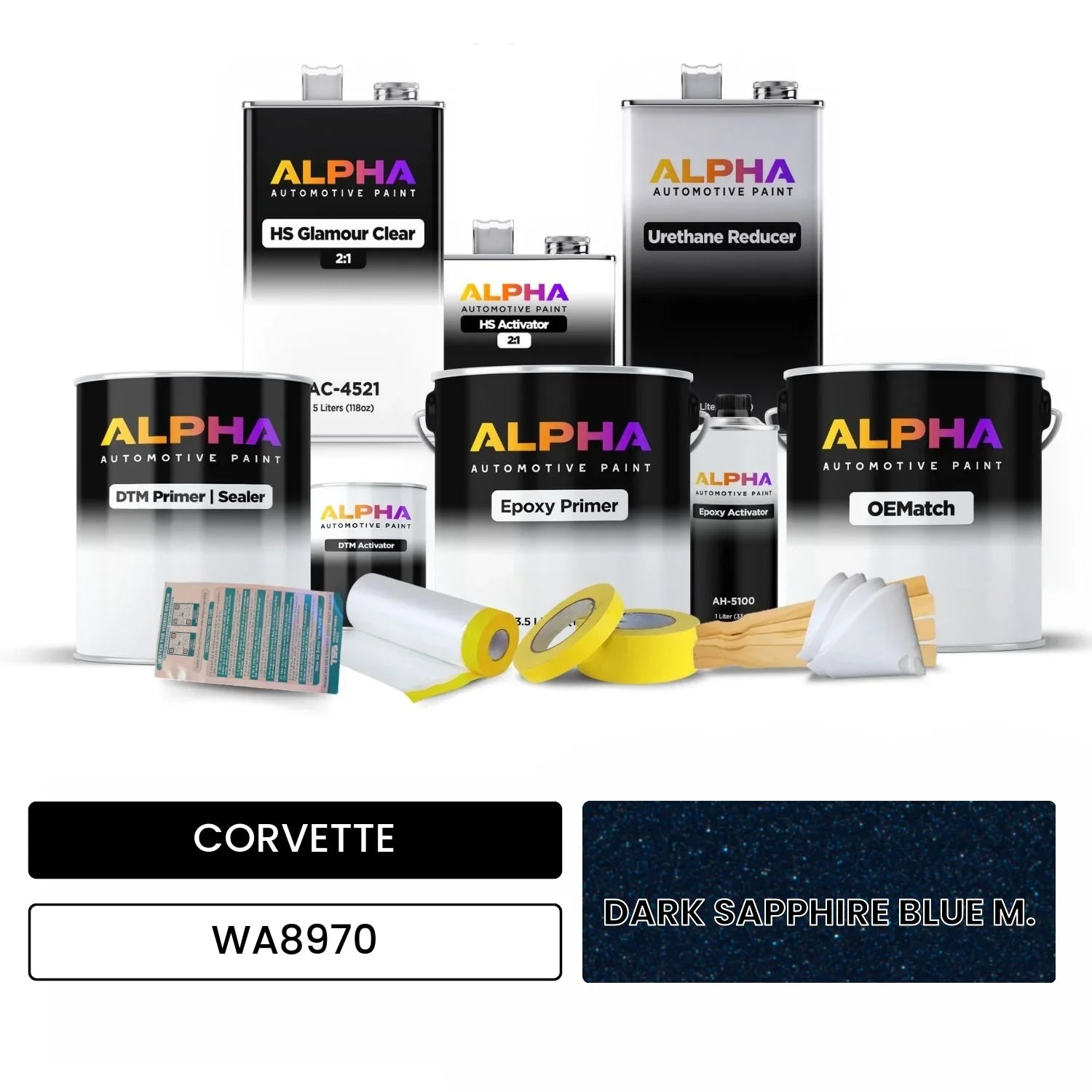 CORVETTE DARK SAPPHIRE BLUE M. WA8970 OEMatch Vehicle Paint Kit