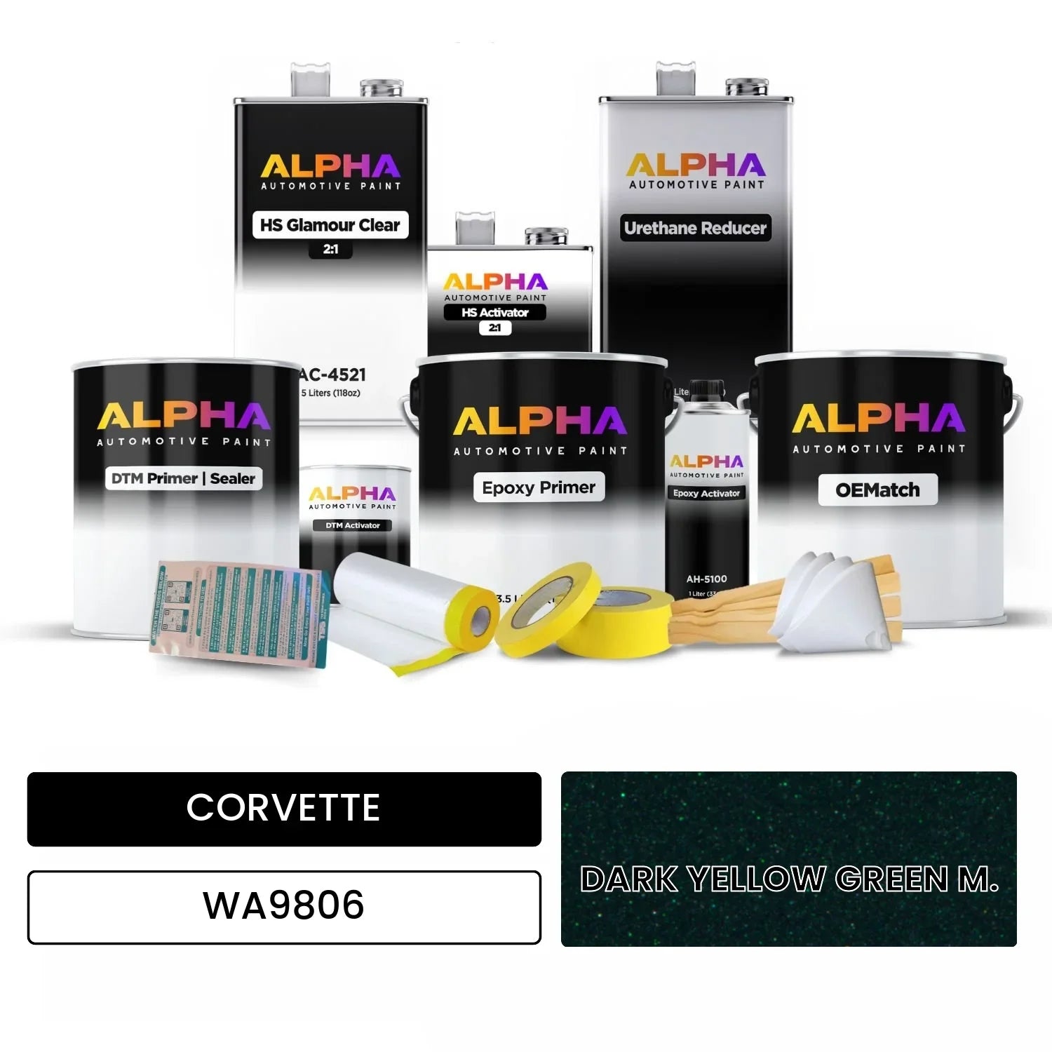 CORVETTE DARK YELLOW GREEN M. WA9806 OEMatch Vehicle Paint Kit
