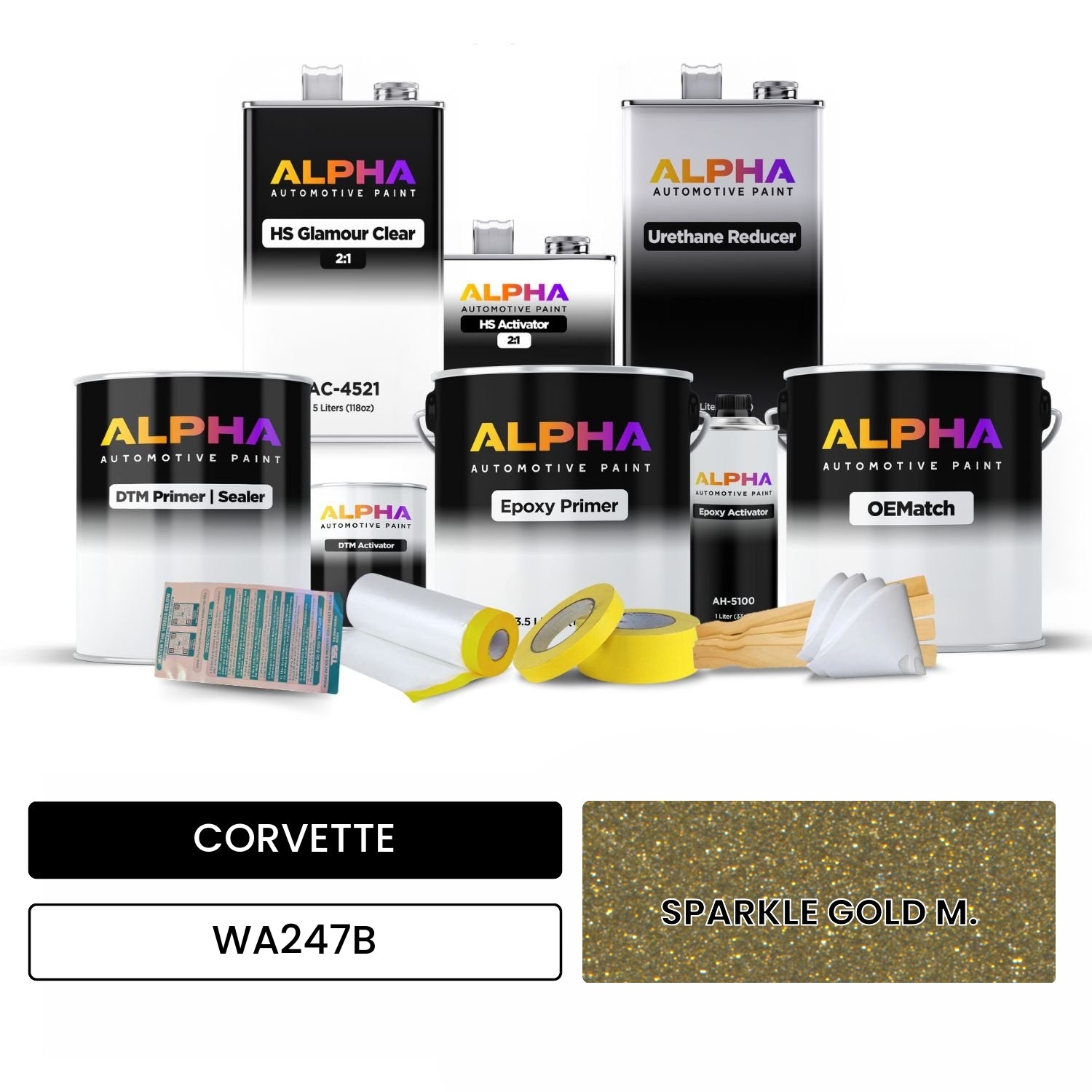 CORVETTE SPARKLE GOLD M. WA247B OEMatch Vehicle Paint Kit