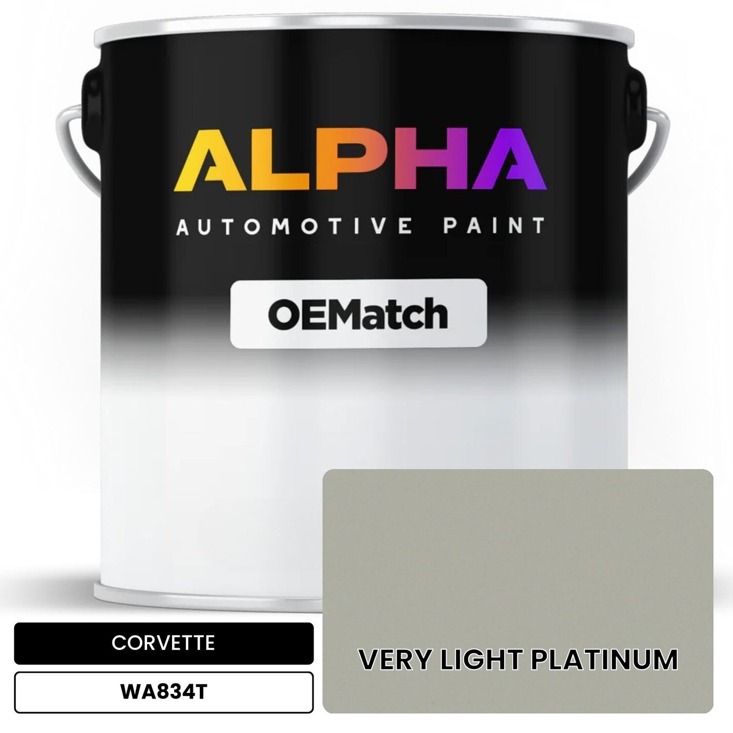 CORVETTE VERY LIGHT PLATINUM WA834T OEMatch Basecoat