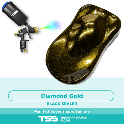 Diamond Gold Pre-Sprayed Speedshape Paint Sample (Black Ground Coat) - The Spray Source - Alpha Pigments