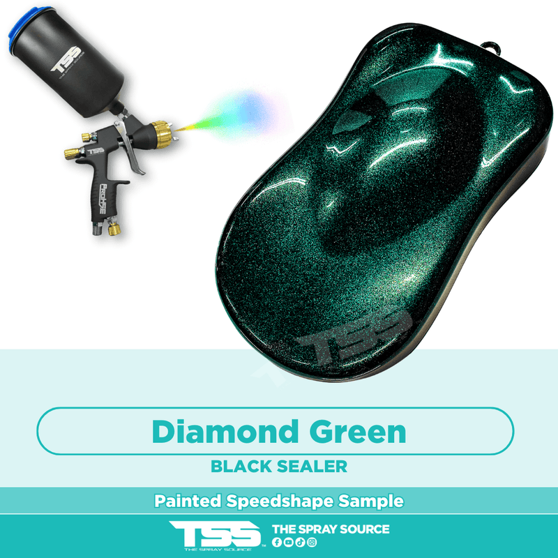 Diamond Green Pre-Sprayed Speedshape Paint Sample (Black Ground Coat) - The Spray Source - Alpha Pigments