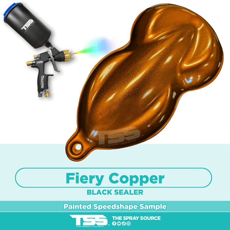 Fiery Copper Pre-Sprayed Speedshape Paint Sample (Black Ground Coat) - The Spray Source - Alpha Pigments