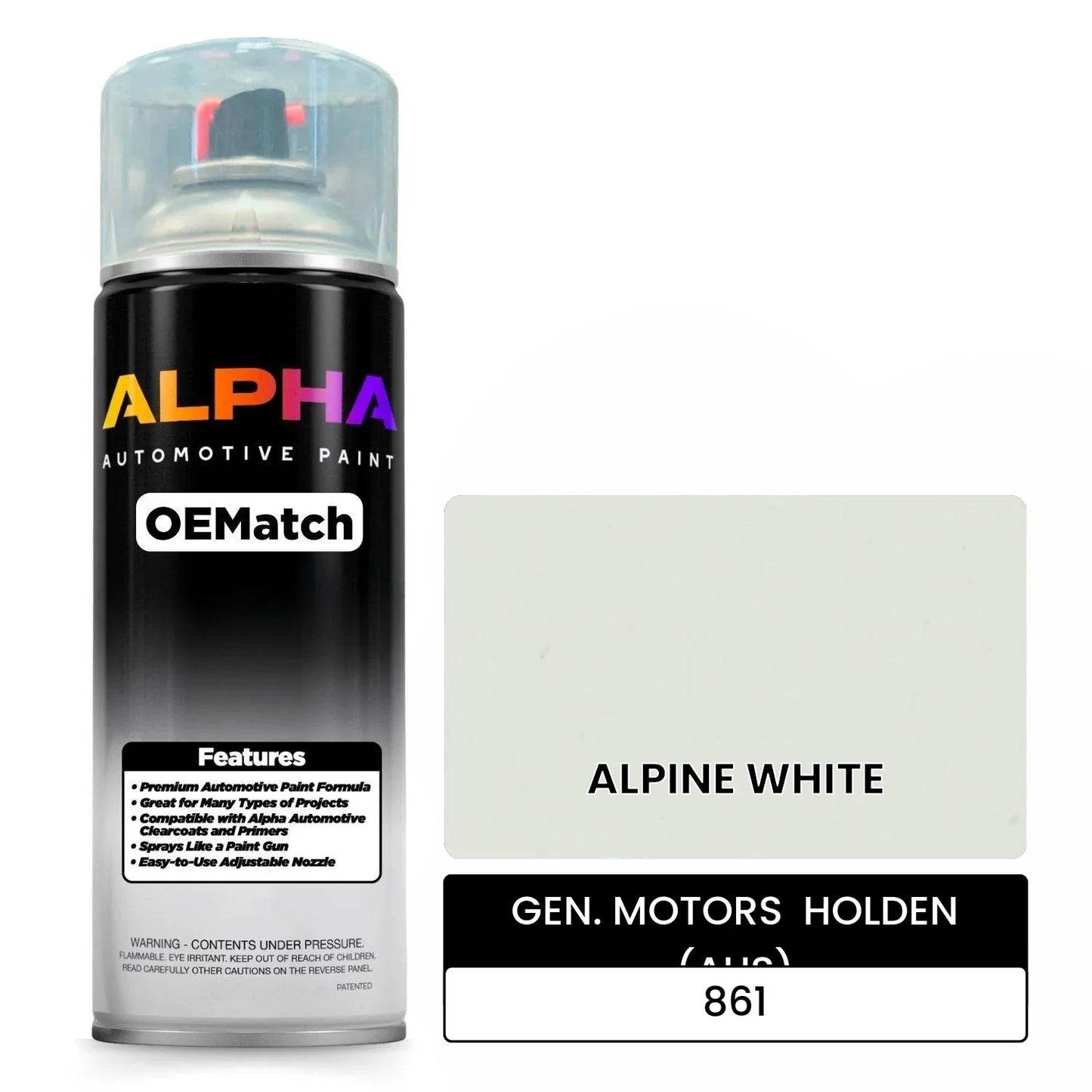 GEN. MOTORS  HOLDEN (AUS) ALPINE WHITE 861 OEMatch Spraycan