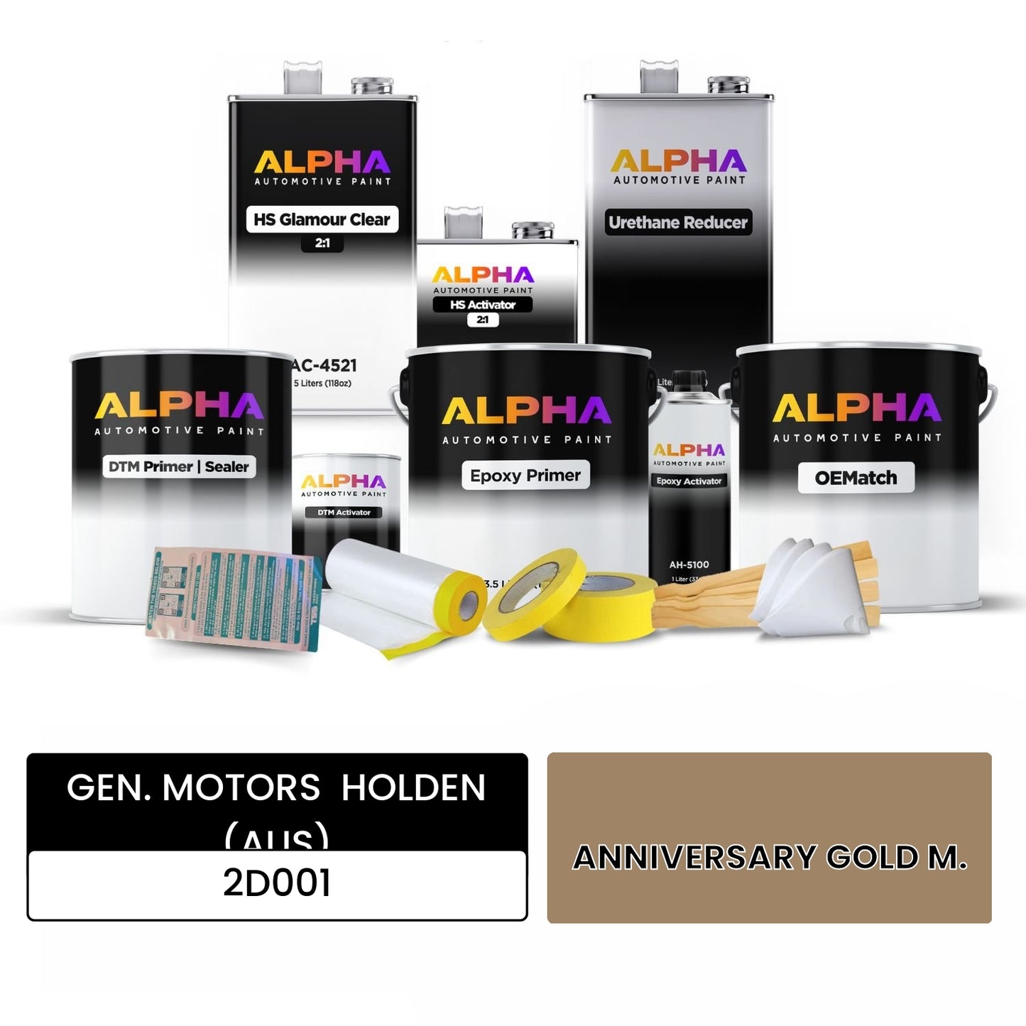 GEN. MOTORS  HOLDEN (AUS) ANNIVERSARY GOLD M. 2D001 OEMatch Vehicle Paint Kit