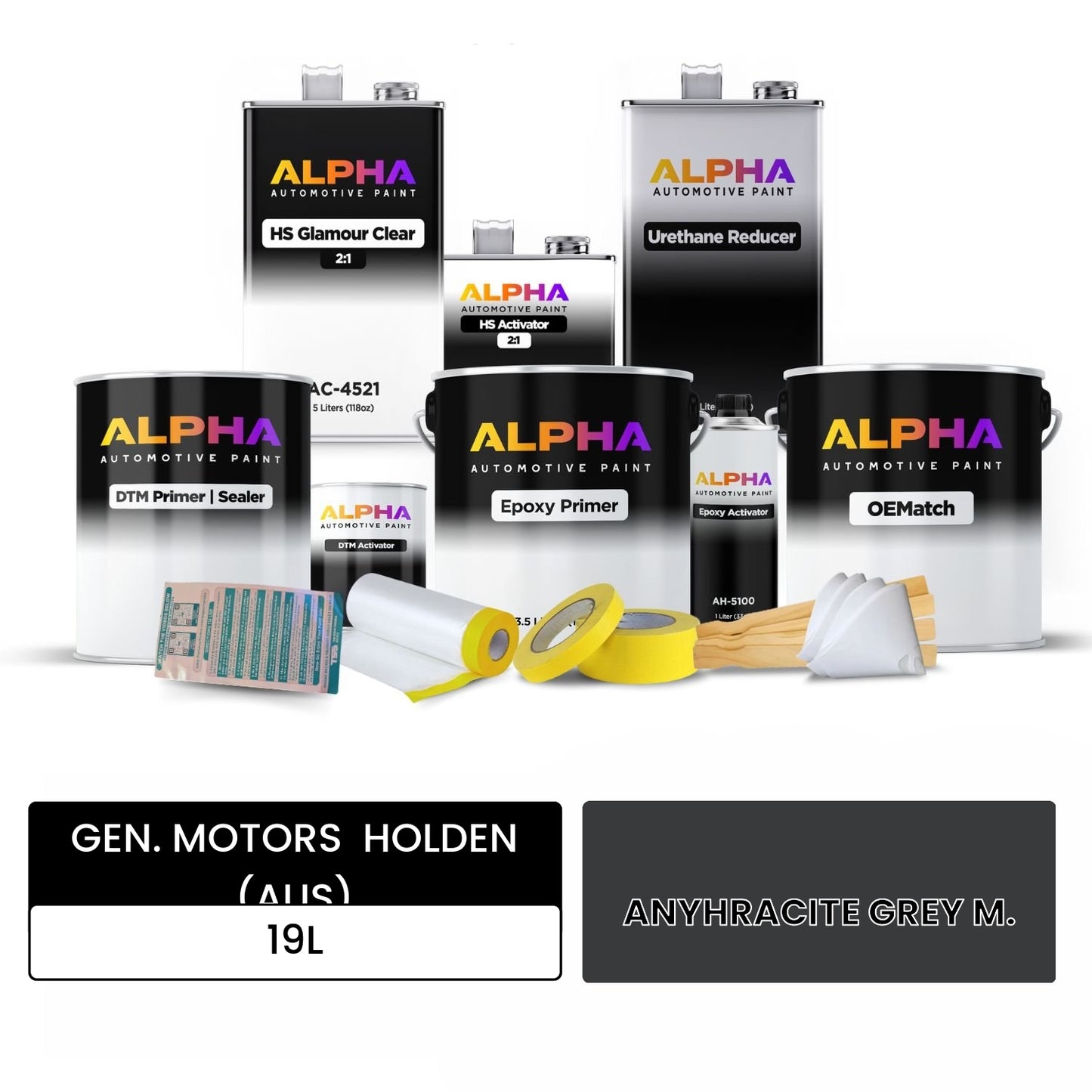 GEN. MOTORS  HOLDEN (AUS) ANYHRACITE GREY M. 19L OEMatch Vehicle Paint Kit